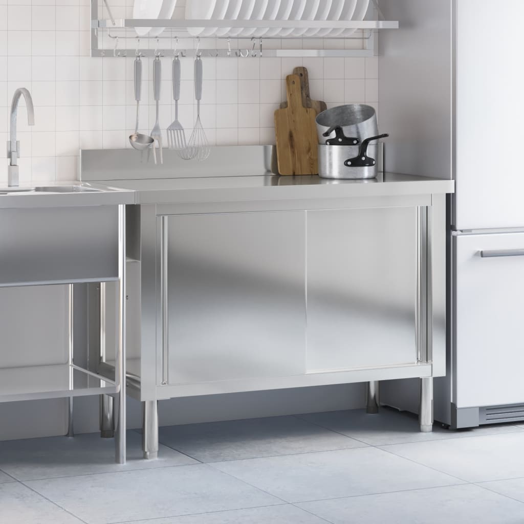 Mesa de trabajo de cocina puertas correderas acero inoxidable