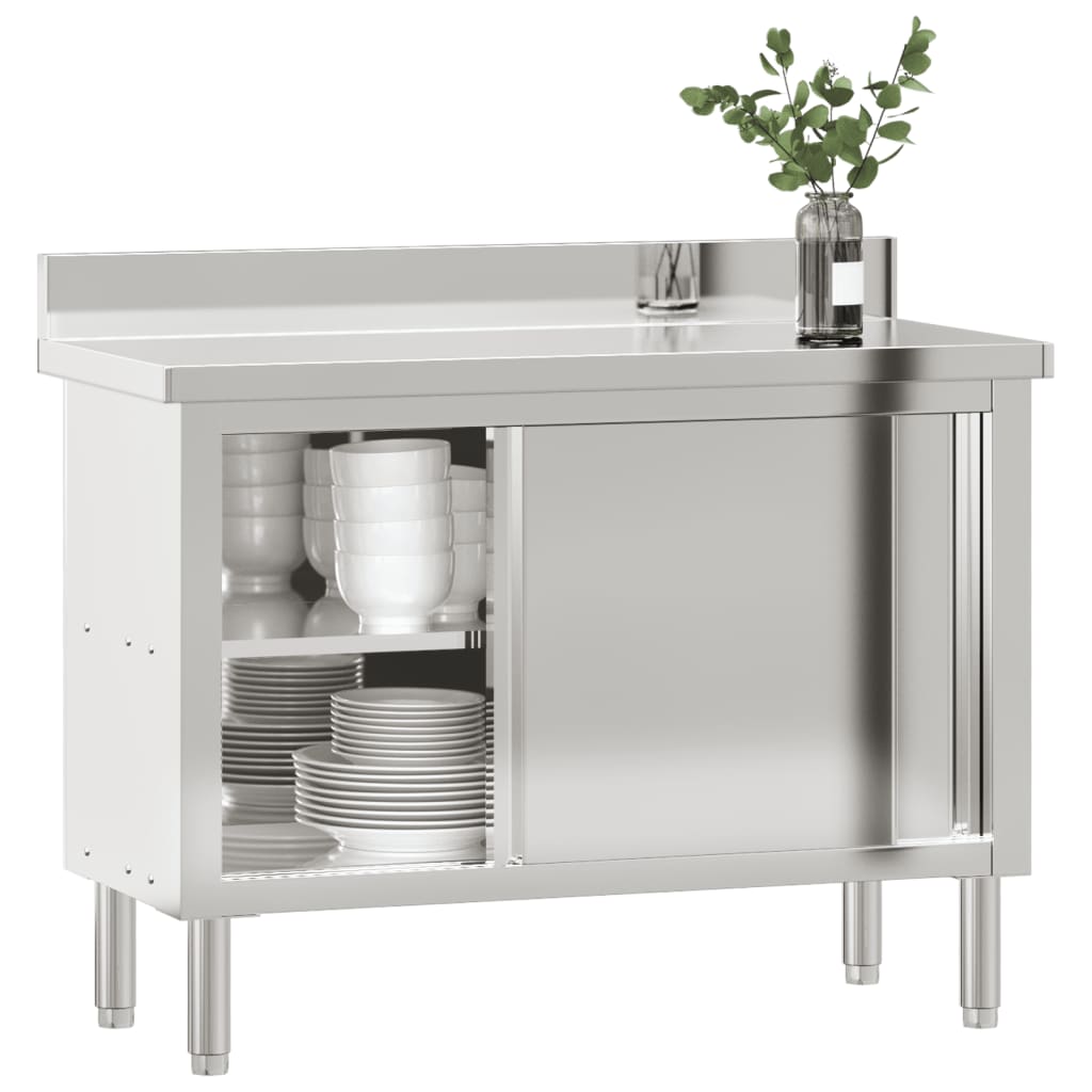 Mesa de trabajo de cocina puertas correderas acero inoxidable