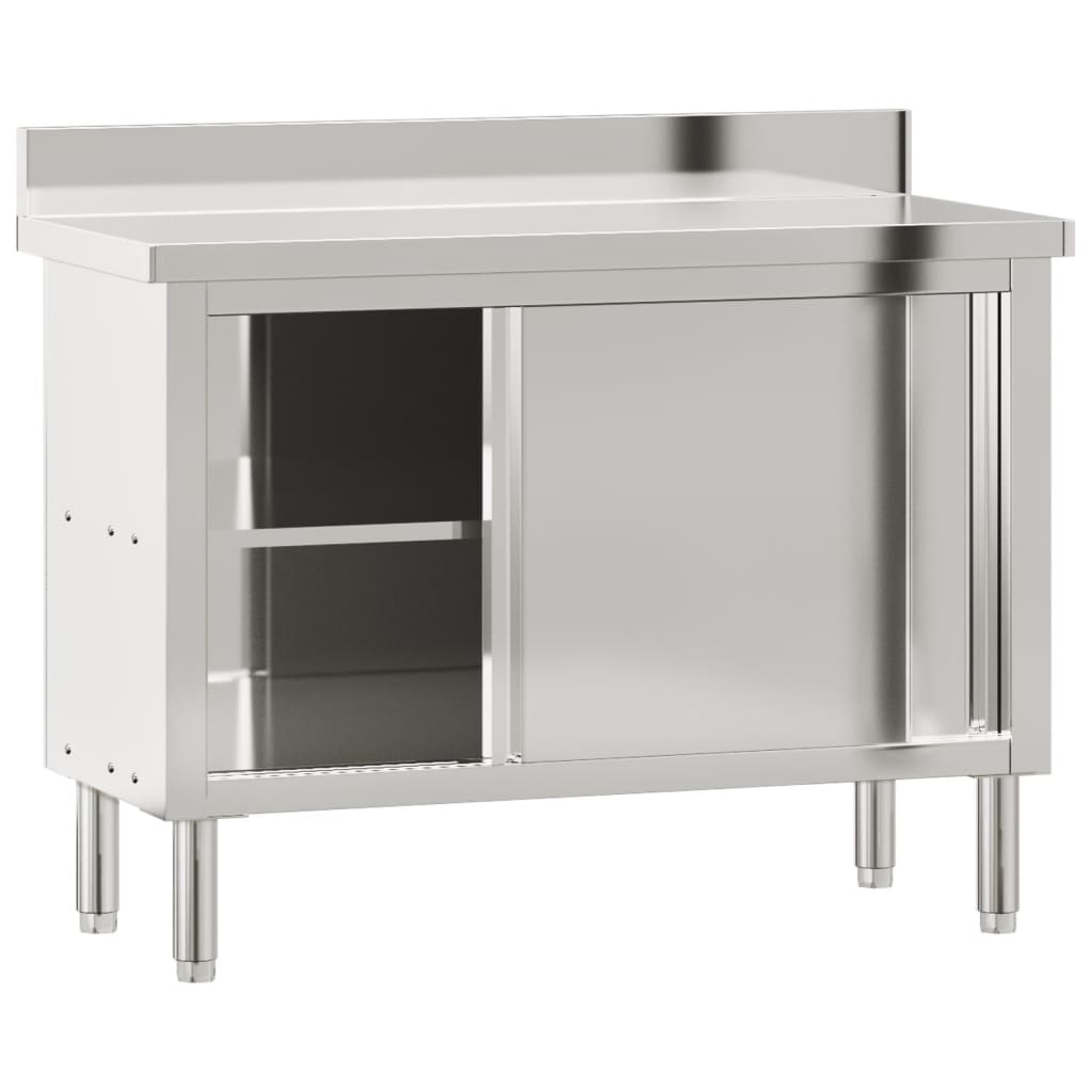 Mesa de trabajo de cocina puertas correderas acero inoxidable