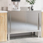 Stainless steel kitchen work table with sliding doors
