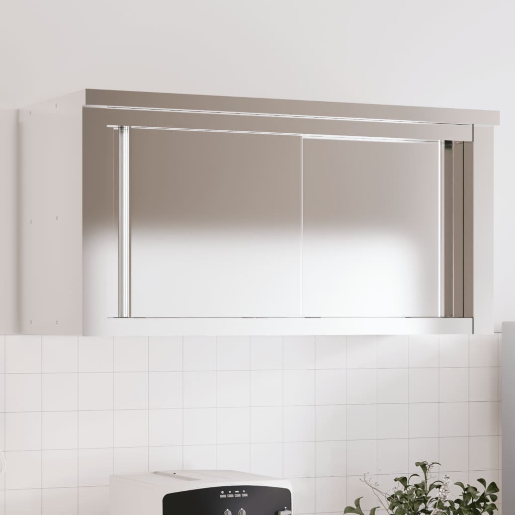 Armario de pared de cocina con estante acero inoxidable