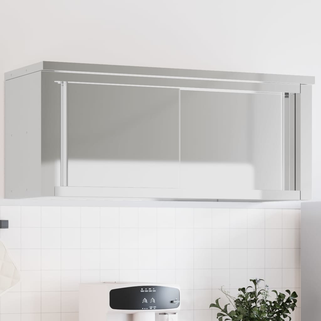 Armario de pared de cocina con estante acero inoxidable
