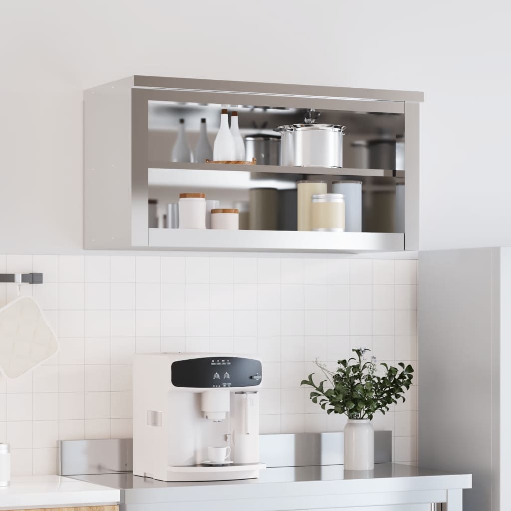 Armario de pared de cocina con estante acero inoxidable