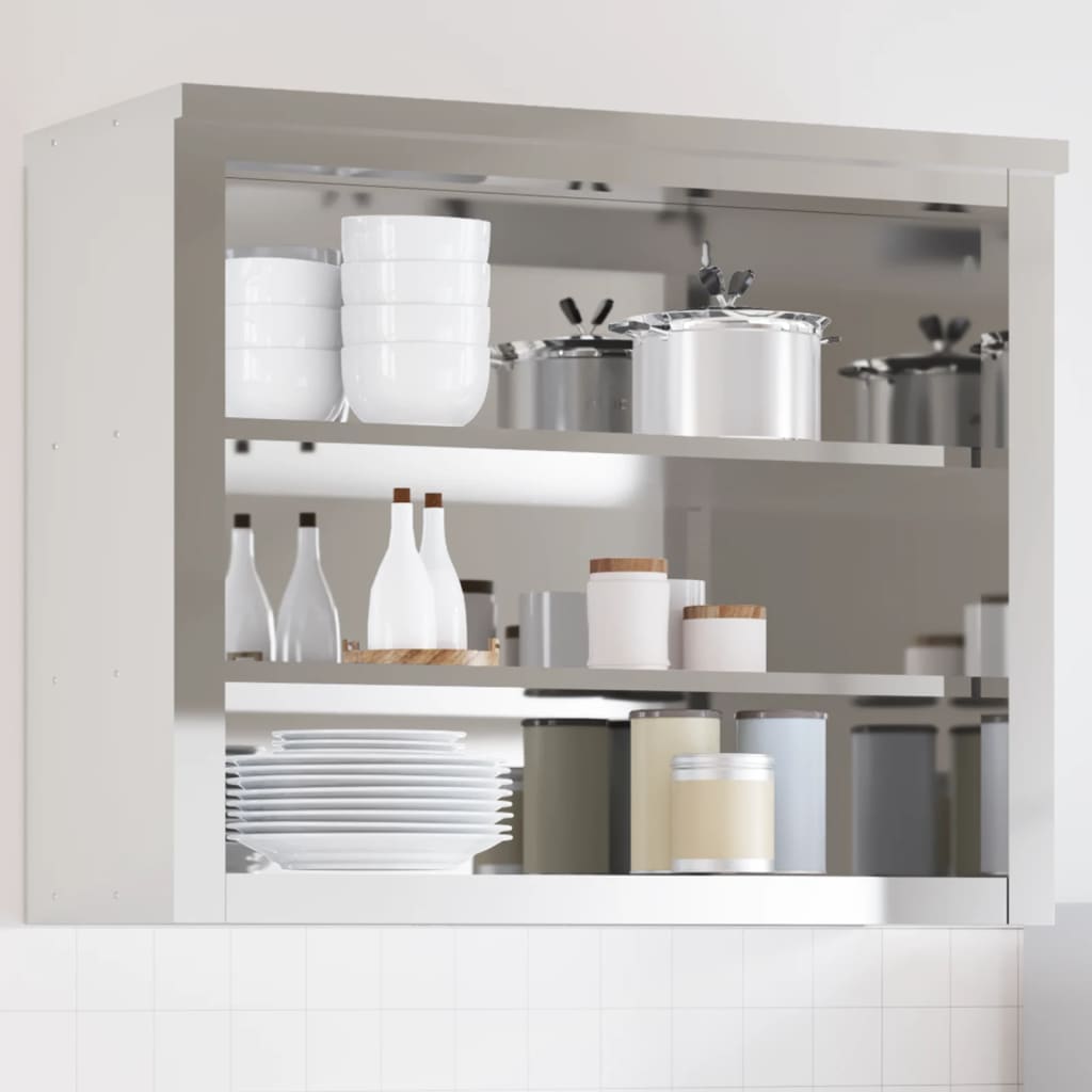 Armario de pared de cocina con estante acero inoxidable