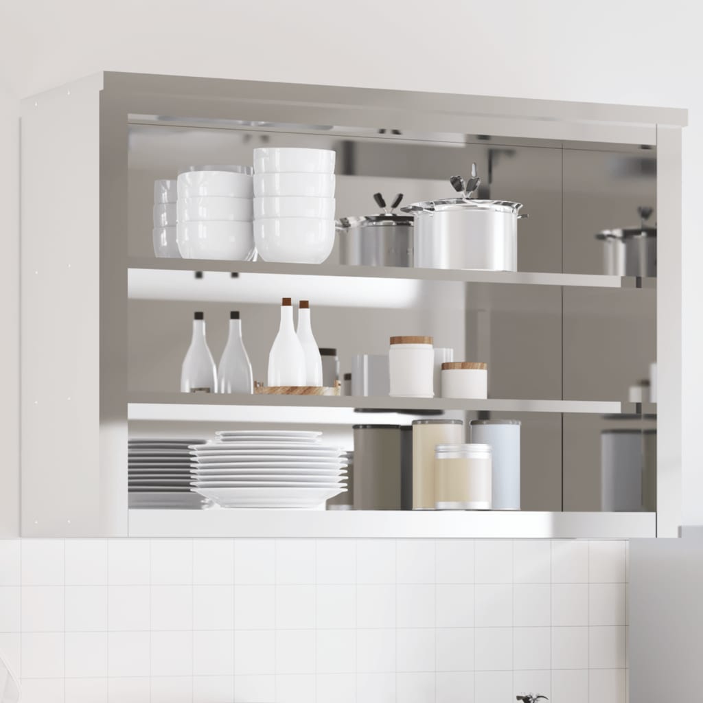 Armario de pared de cocina con estante acero inoxidable