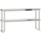 Estante sobre mesa de trabajo 2 pisos acero inox 110x30x65 cm