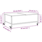 Mesa de centro con ruedas madera ingeniería gris 91x55x34 cm