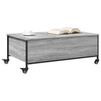 Mesa de centro con ruedas madera ingeniería gris 91x55x34 cm