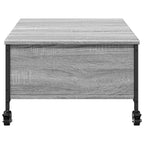 Mesa de centro con ruedas madera ingeniería gris 91x55x34 cm