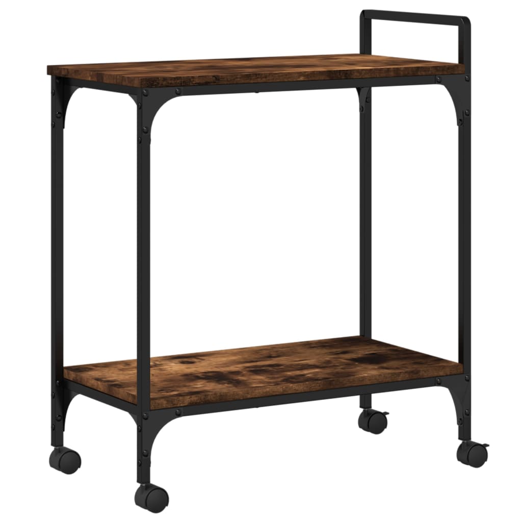 Carrito cocina madera ingeniería roble ahumado 60,5x31x72,5 cm
