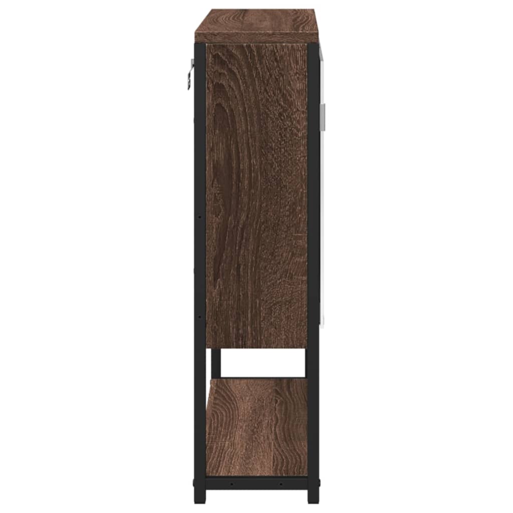 Armario con espejo baño madera marrón roble 60x16x60 cm