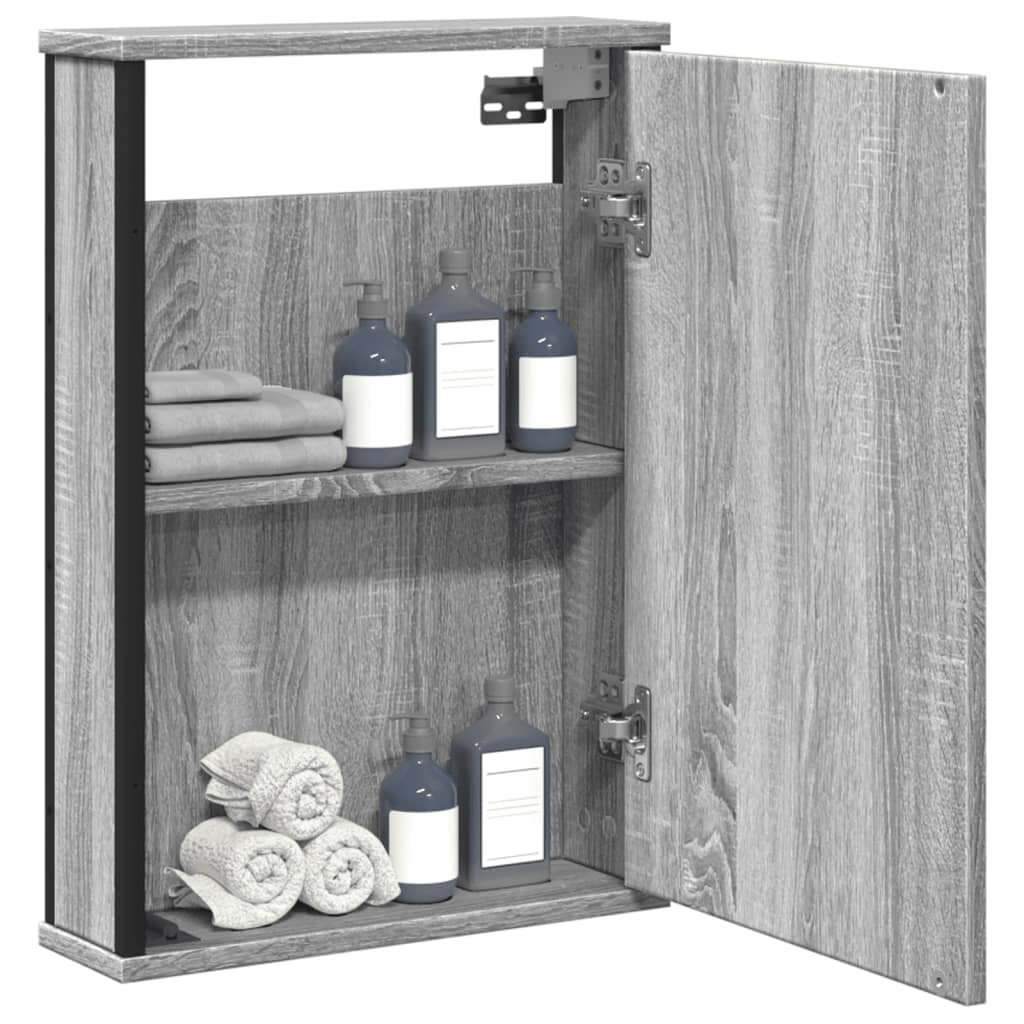 Armario con espejo baño madera marrón roble 60x16x60 cm