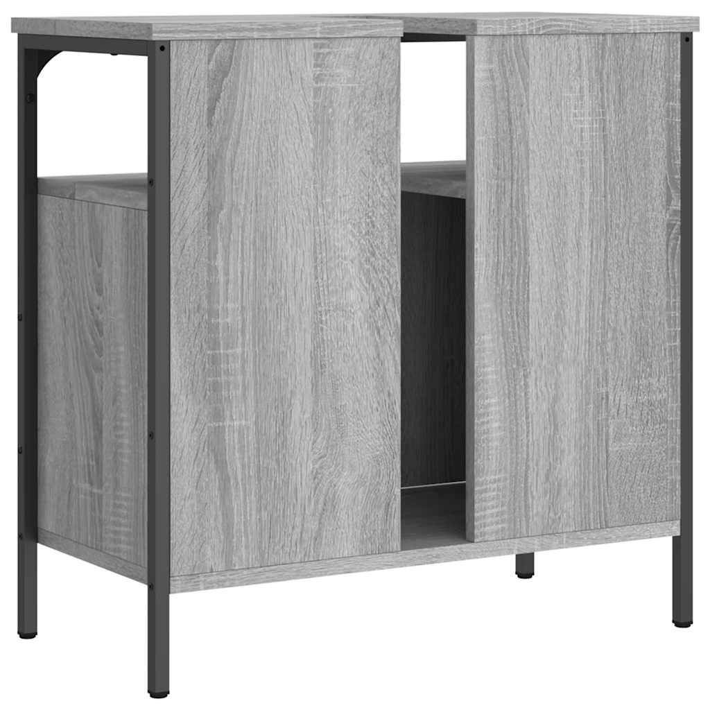 Armario lavabo baño madera ingeniería gris Sonoma 60x30x60 cm