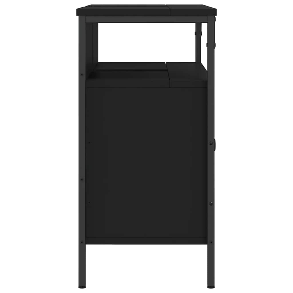 Armario para lavabo de baño madera ingeniería negro 80x30x60 cm