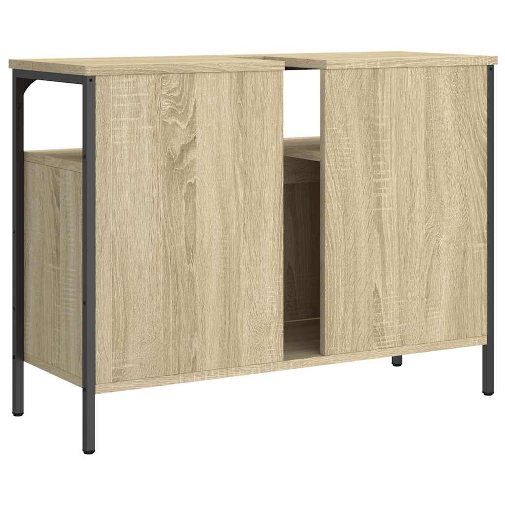 Armario lavabo baño madera ingeniería roble Sonoma 80x30x60 cm