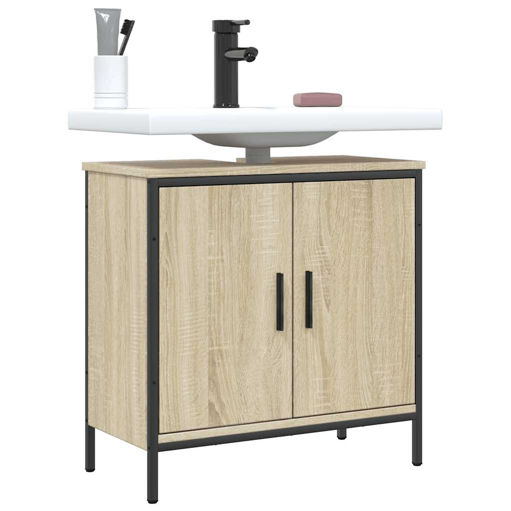 Armario lavabo baño madera ingeniería roble marrón 60x33x60 cm