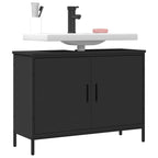 Armario para lavabo de baño madera ingeniería negro 80x30x60 cm