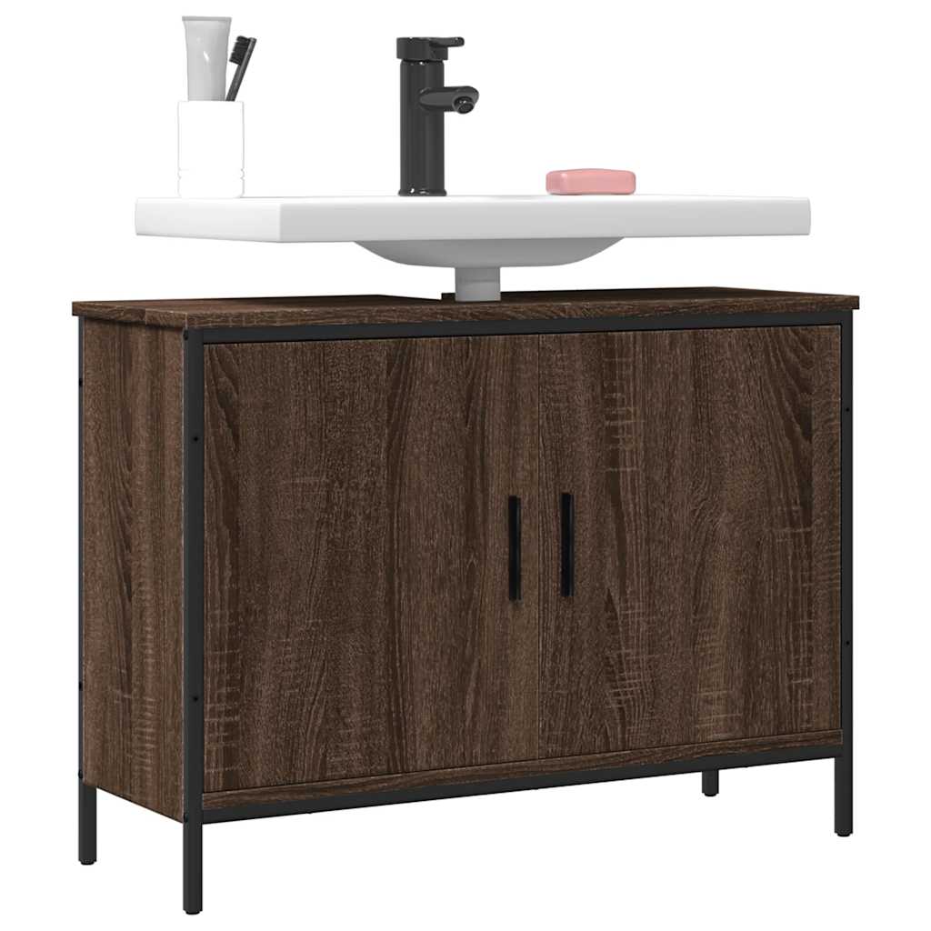 Armario lavabo baño madera ingeniería roble marrón 60x33x60 cm