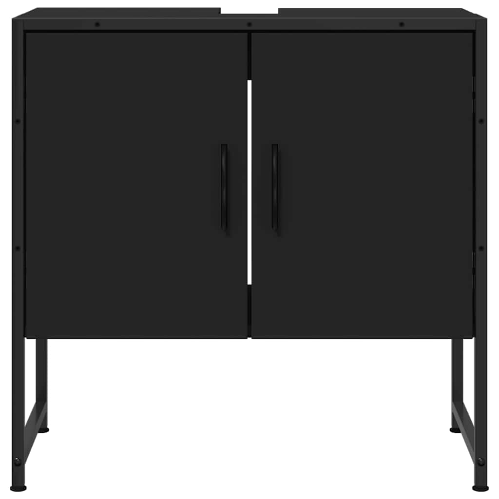 Armario para lavabo de baño madera ingeniería negro 60x33x60 cm
