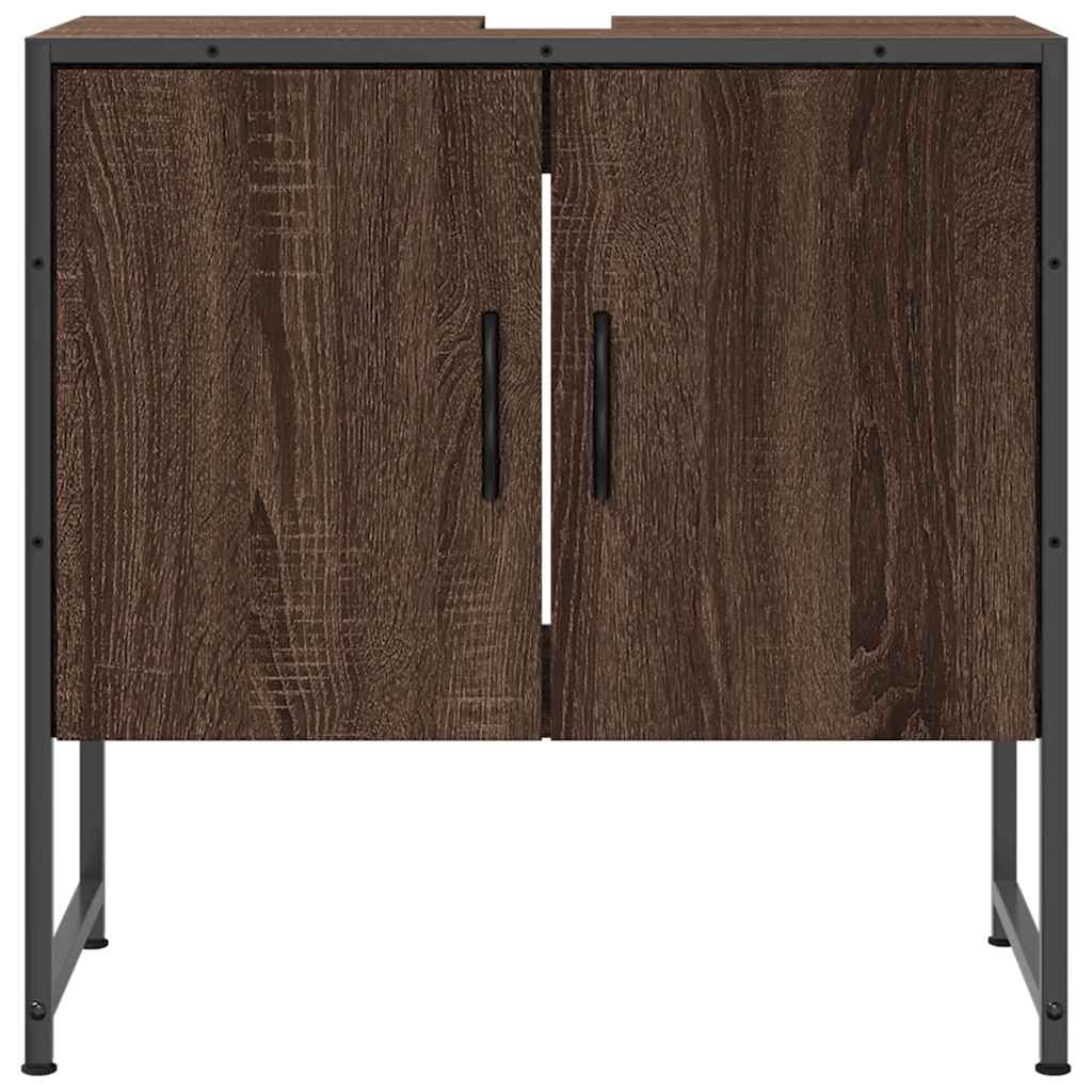 Armario lavabo baño madera ingeniería roble marrón 60x33x60 cm