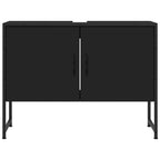 Armario de lavabo de baño madera ingeniería negro 80x33x60 cm