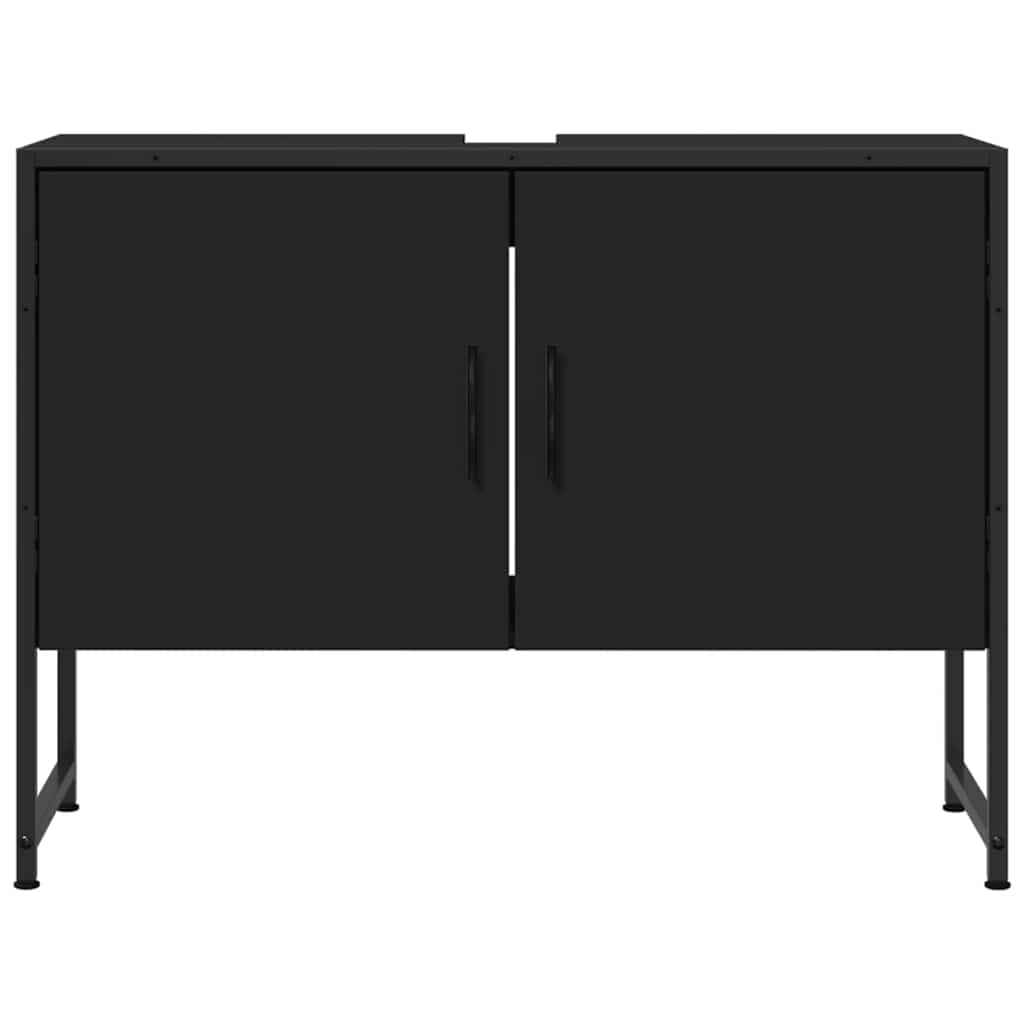 Armario de lavabo de baño madera ingeniería negro 80x33x60 cm