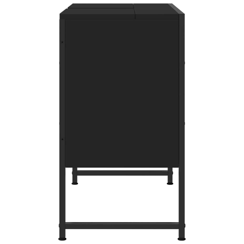Armario de lavabo de baño madera ingeniería negro 80x33x60 cm