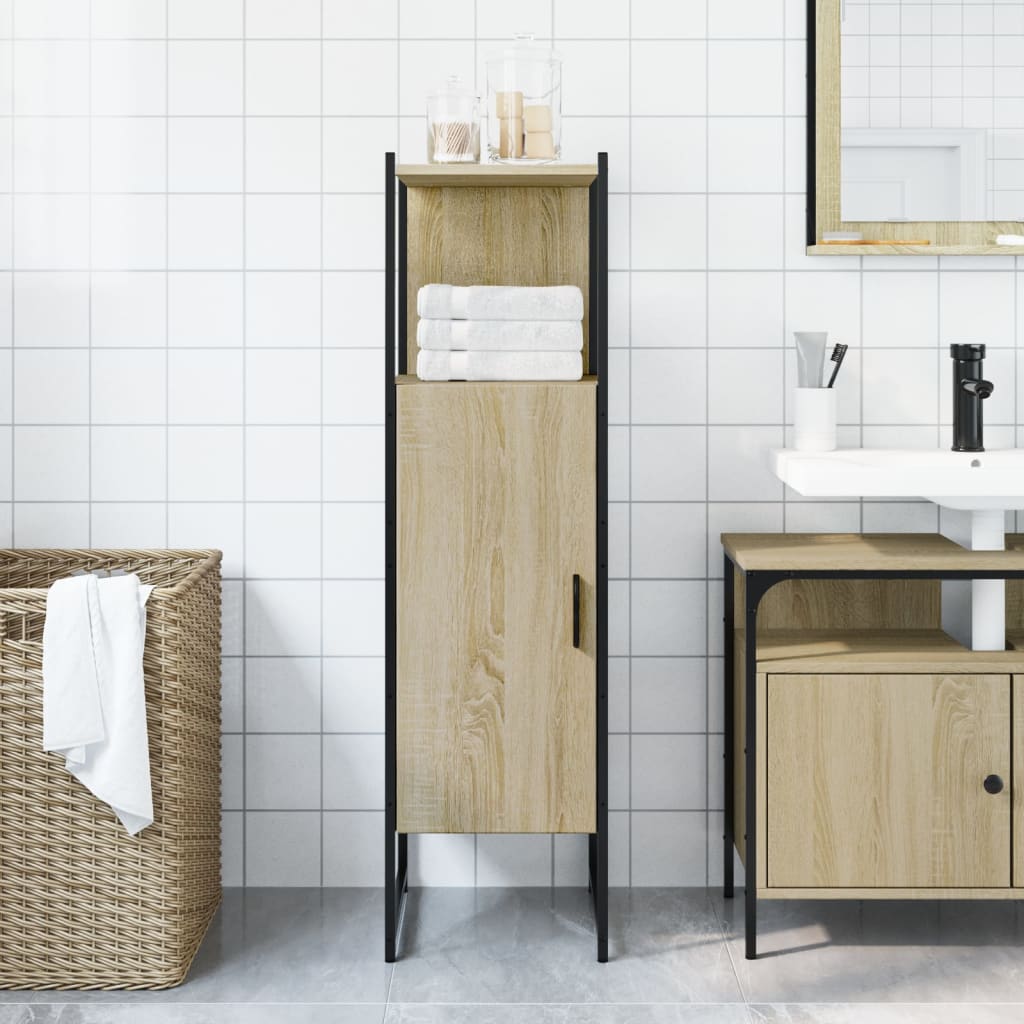 Armario de baño madera ingeniería roble Sonoma 33x33x120,5 cm