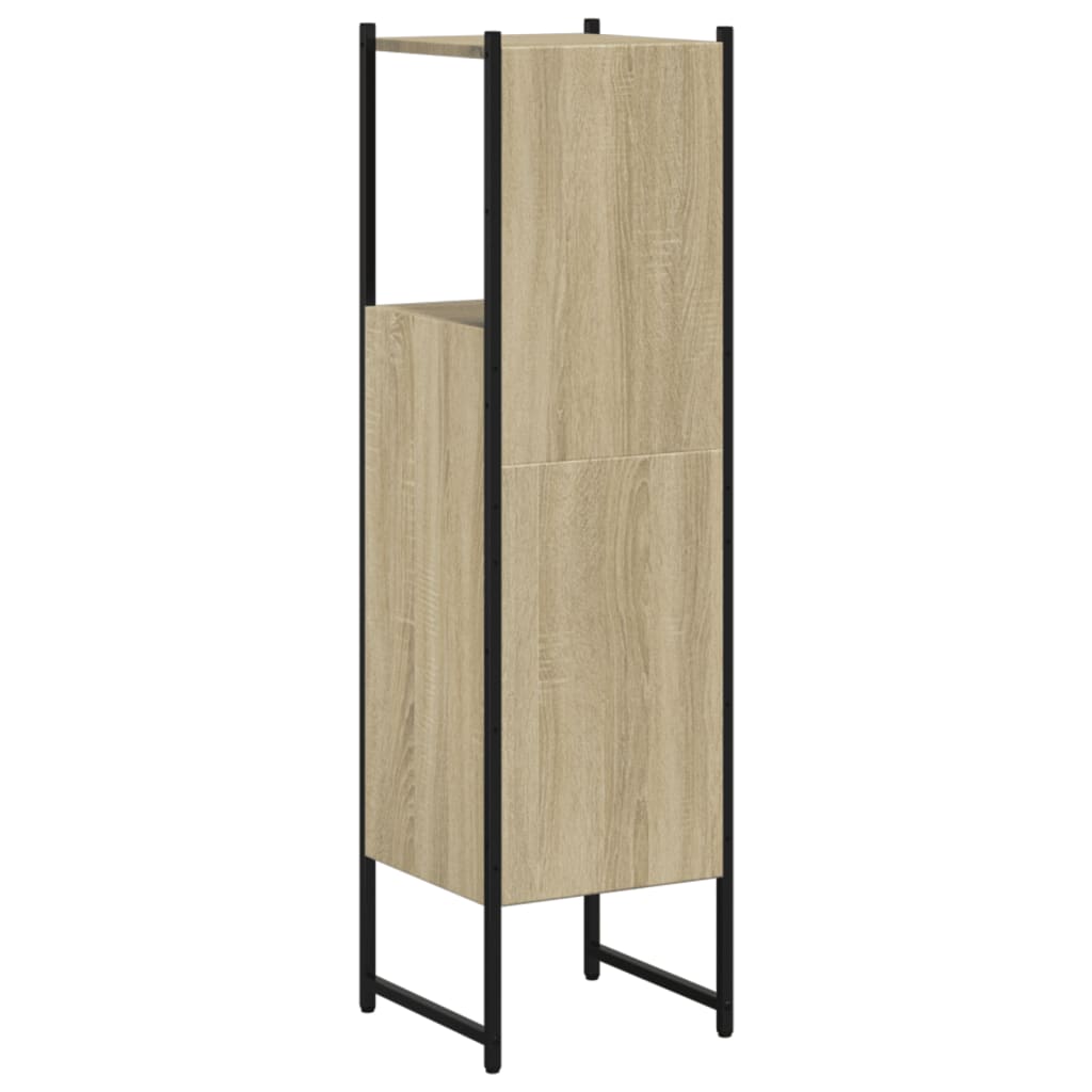 Armario de baño madera ingeniería roble Sonoma 33x33x120,5 cm