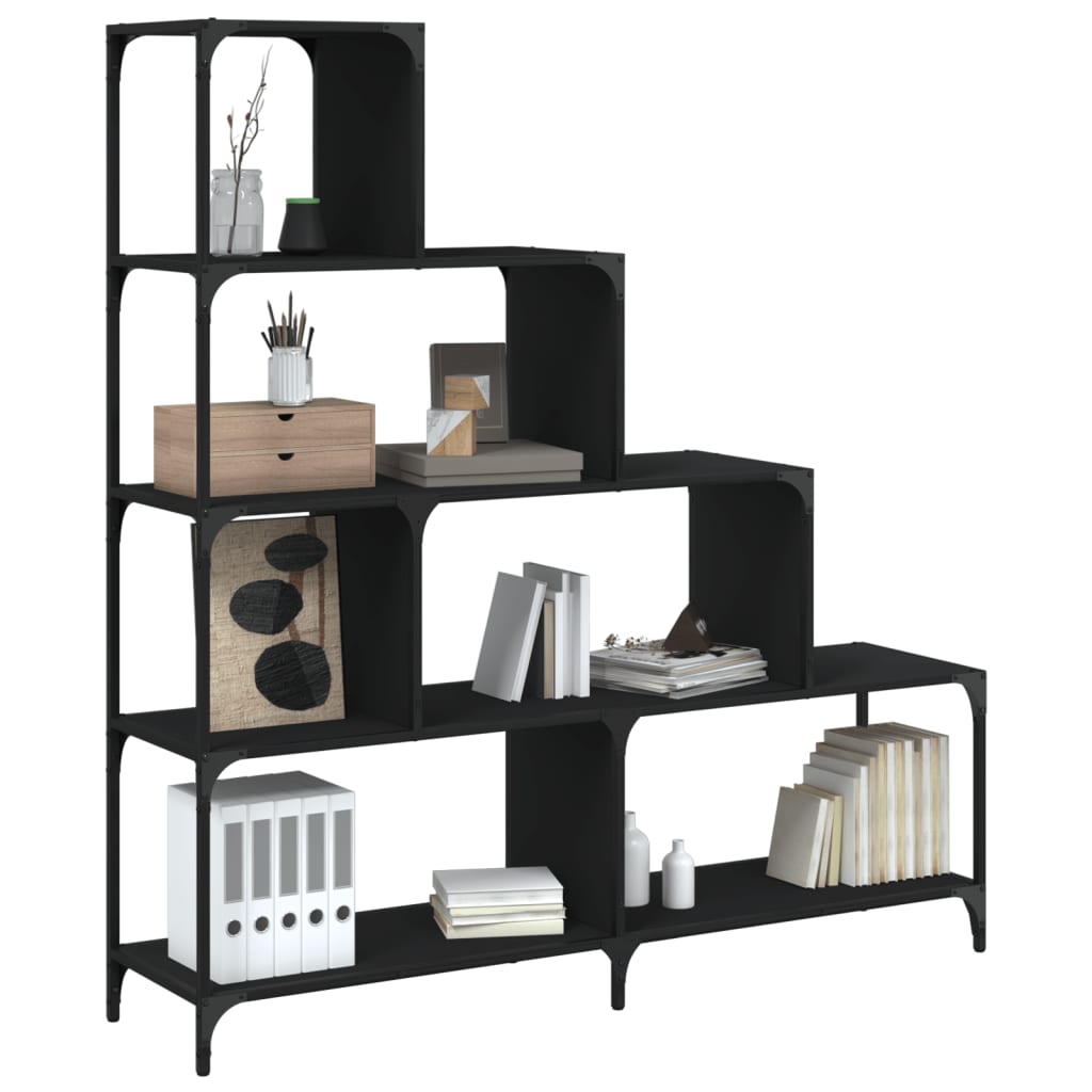 Librería con 4 peldaños madera gris Sonoma 139x33,5x149 cm