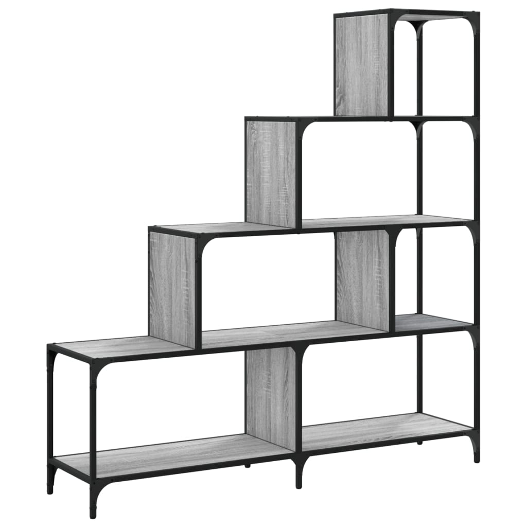Librería con 4 peldaños madera gris Sonoma 139x33,5x149 cm