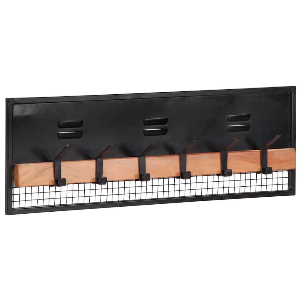 Perchero de pared con 5 ganchos madera maciza de mango