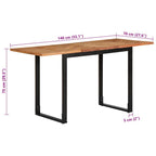 Mesa de comedor 140x70x75 cm madera maciza acacia