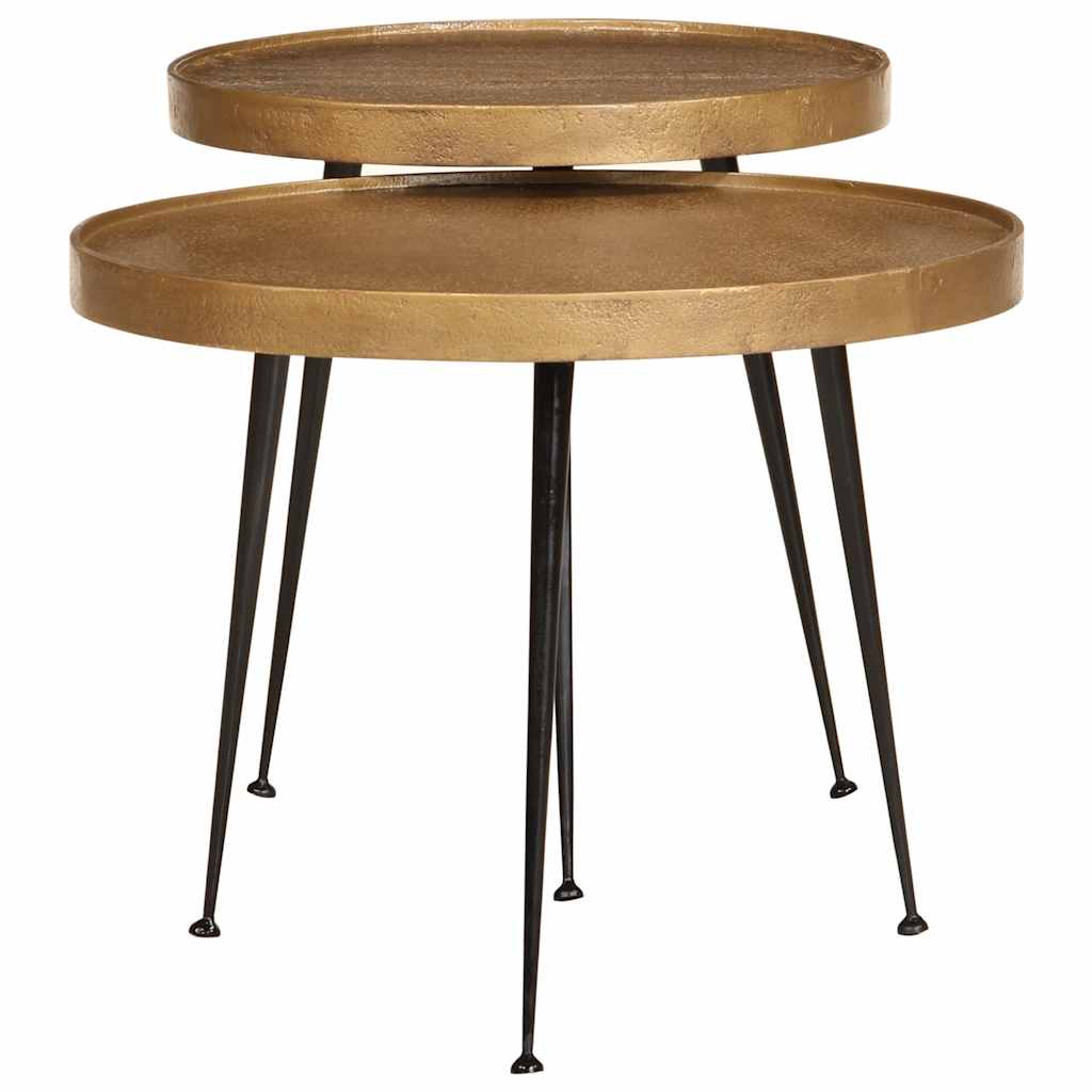 Mesa de centro 2 uds madera contrachapada dorada
