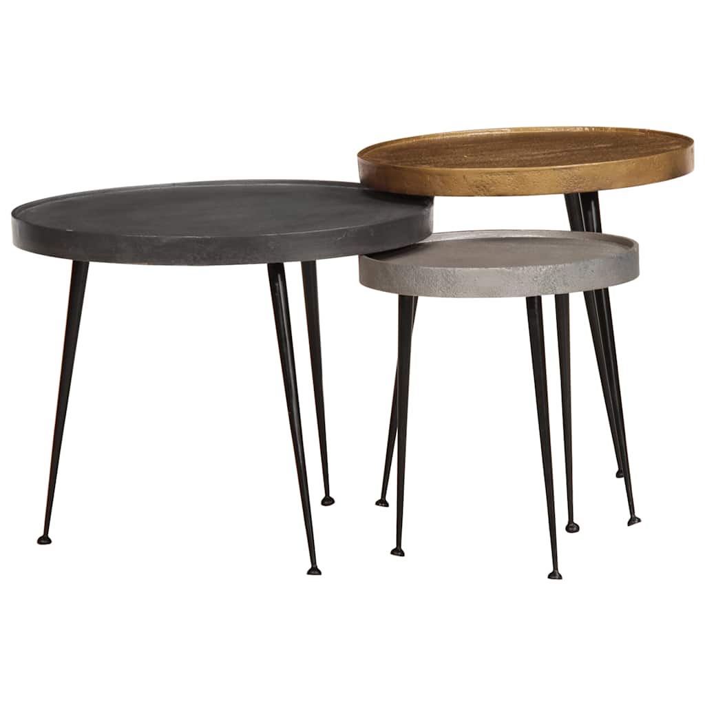 Mesa de centro 2 uds madera contrachapada dorada