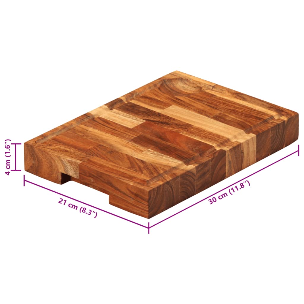 Tabla de cortar madera maciza de acacia 30x21x4 cm
