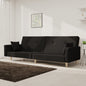 2-seater sofa bed with two blue fabric pillows