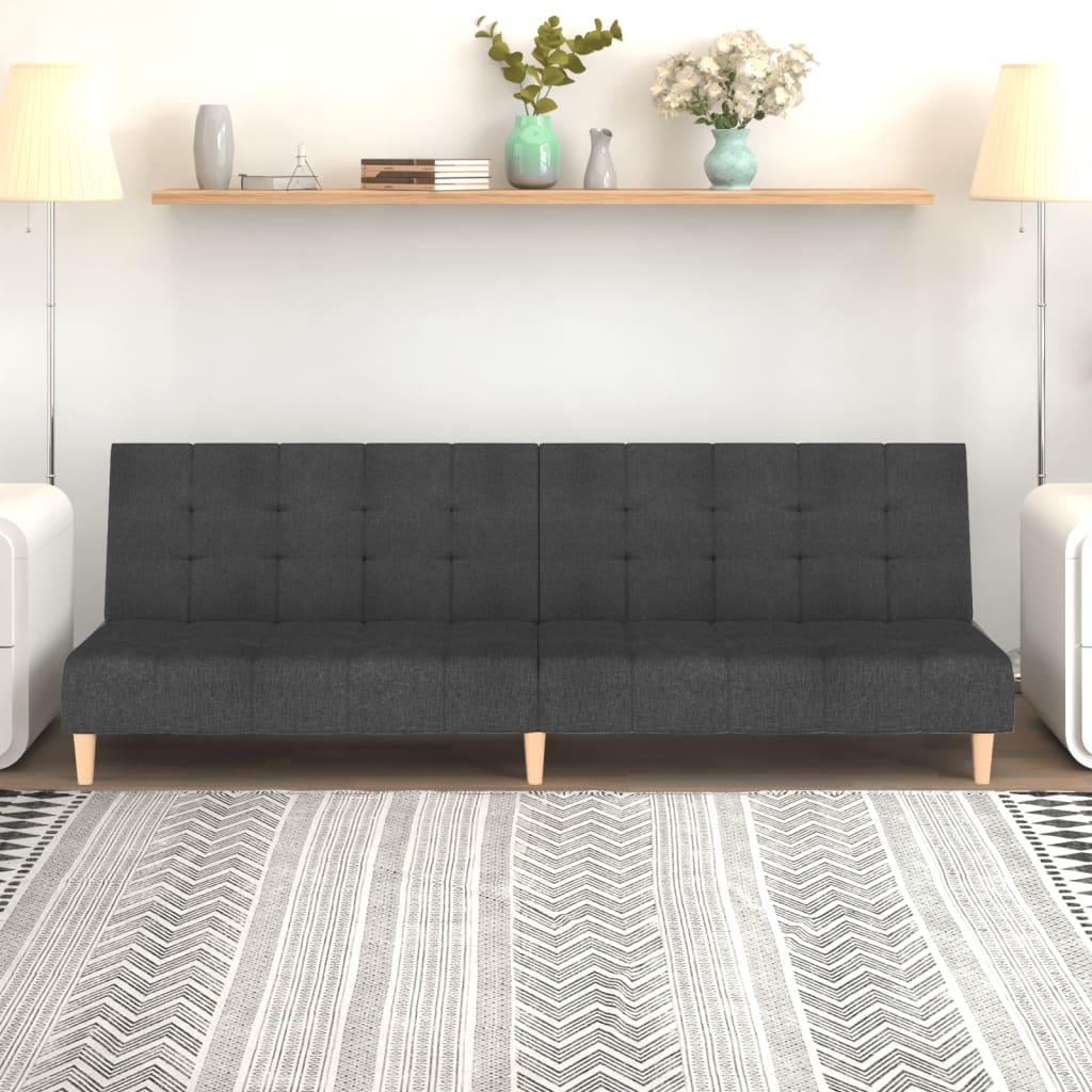 Sofá cama de 2 plazas con dos almohadas tela azul