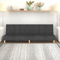 2-seater sofa bed with two blue fabric pillows