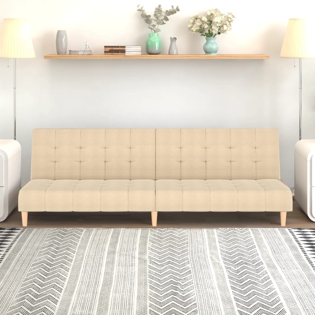 Sofá cama de 2 plazas con dos almohadas tela azul