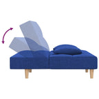 Sofá cama de 2 plazas con dos almohadas tela azul