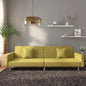 2-seater sofa bed with two blue fabric pillows