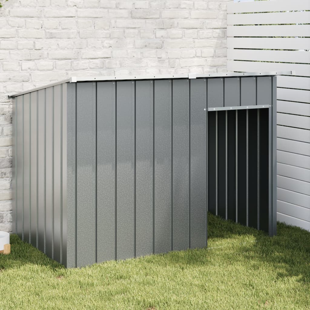 Caseta de perros con corral acero galvanizado 165x455x181 cm