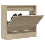 Zapatero de madera contrachapada roble ahumado 75x34x112 cm