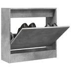 Zapatero de madera contrachapada roble ahumado 75x34x112 cm