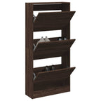 Zapatero de madera contrachapada roble ahumado 75x34x112 cm