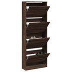 Zapatero de madera contrachapada roble ahumado 75x34x112 cm