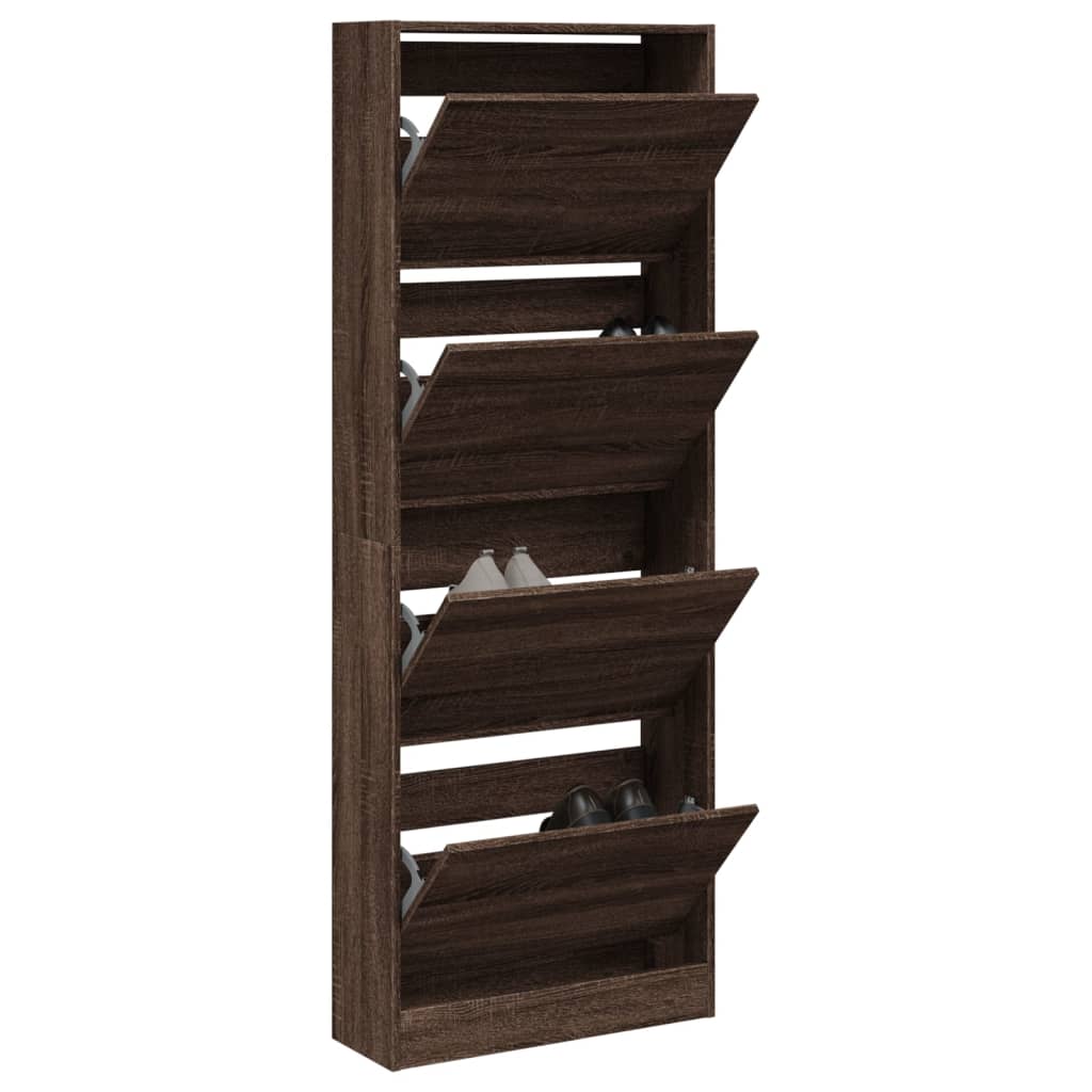 Zapatero de madera contrachapada roble ahumado 75x34x112 cm