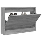 Zapatero de madera contrachapada roble ahumado 75x34x112 cm