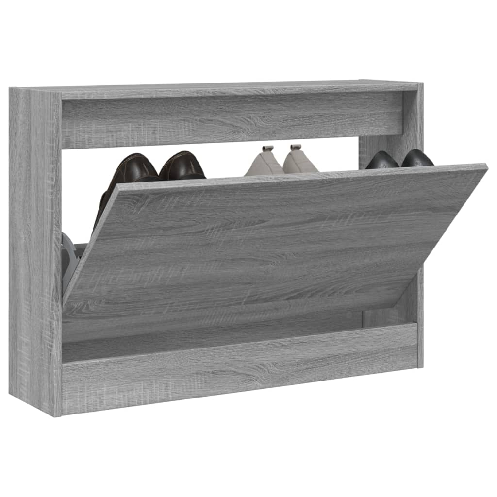 Zapatero de madera contrachapada roble ahumado 75x34x112 cm